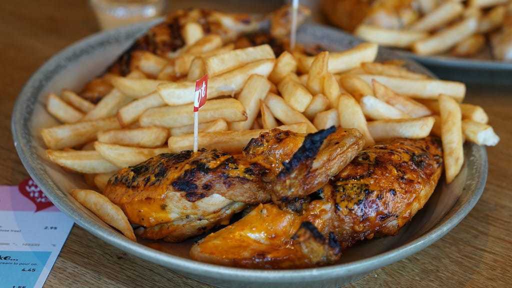 Allergy friendly Nando's Peri Peri chicken and chips