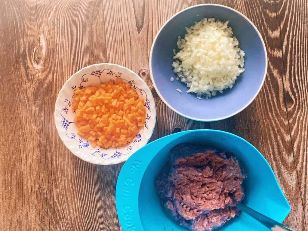 chopped carrot & onion