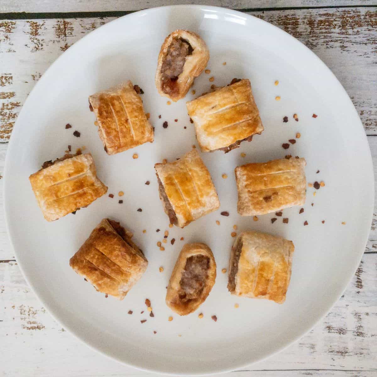 gluten free sausage rolls on a plate