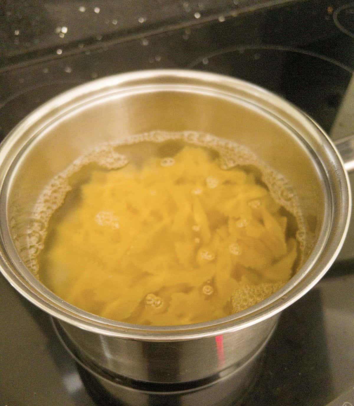 Pasta boiling in a saucepan