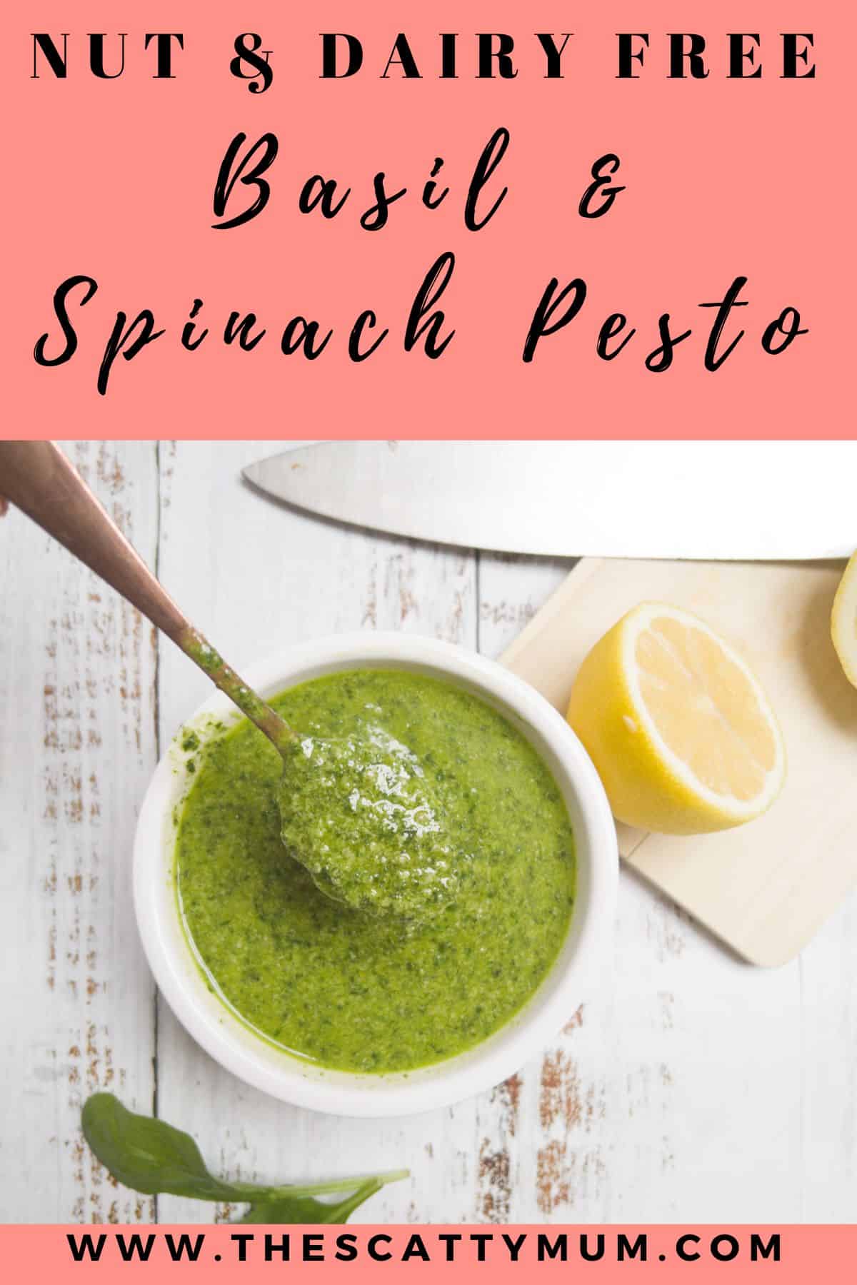 spinach and basil pesto pinterest image
