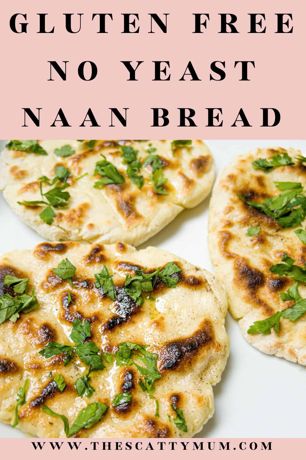 Pinterest image for gluten. free naan bread.