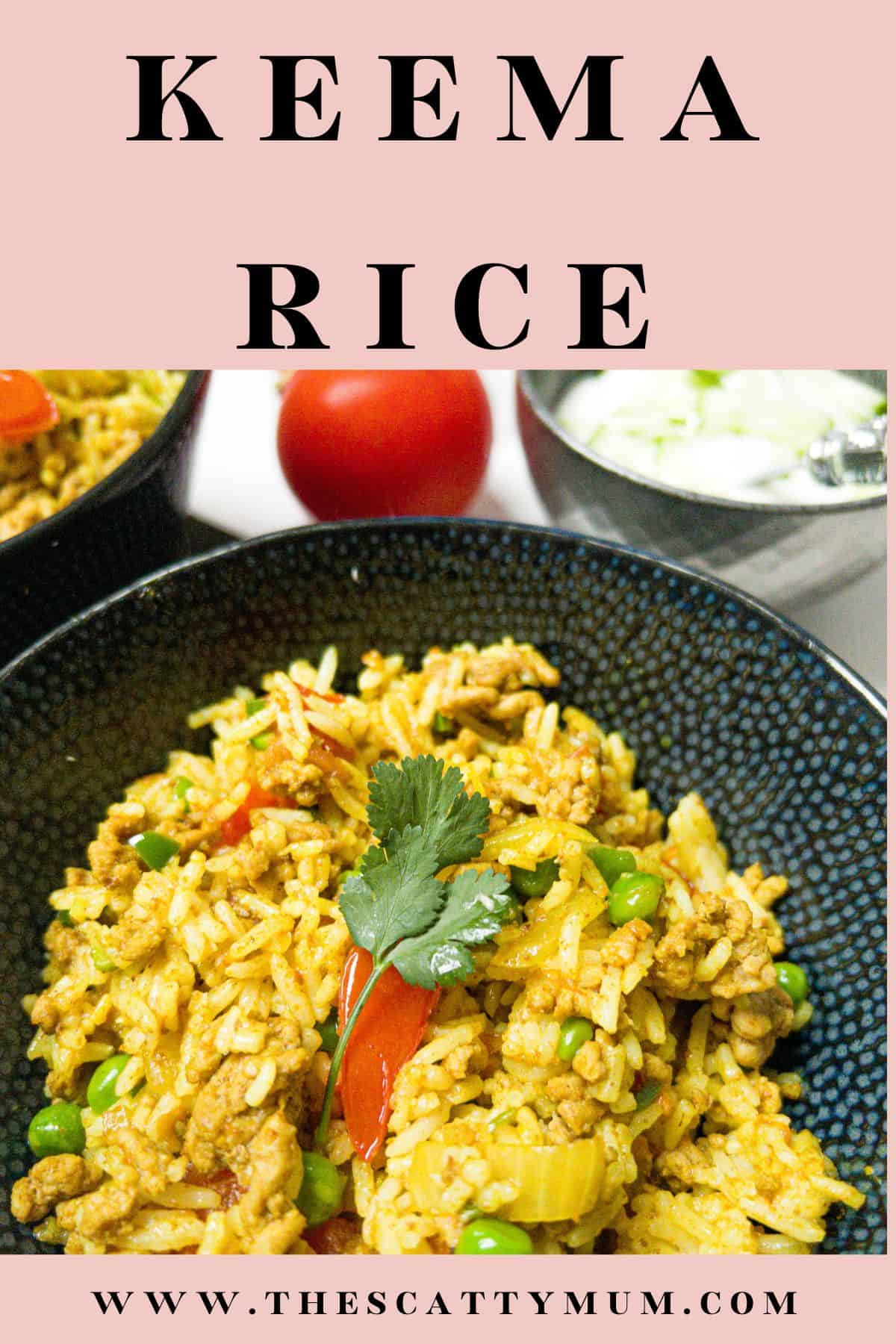 Pinterest image for keema rice