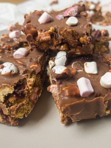 Close up shot of rocky roads on a plate.