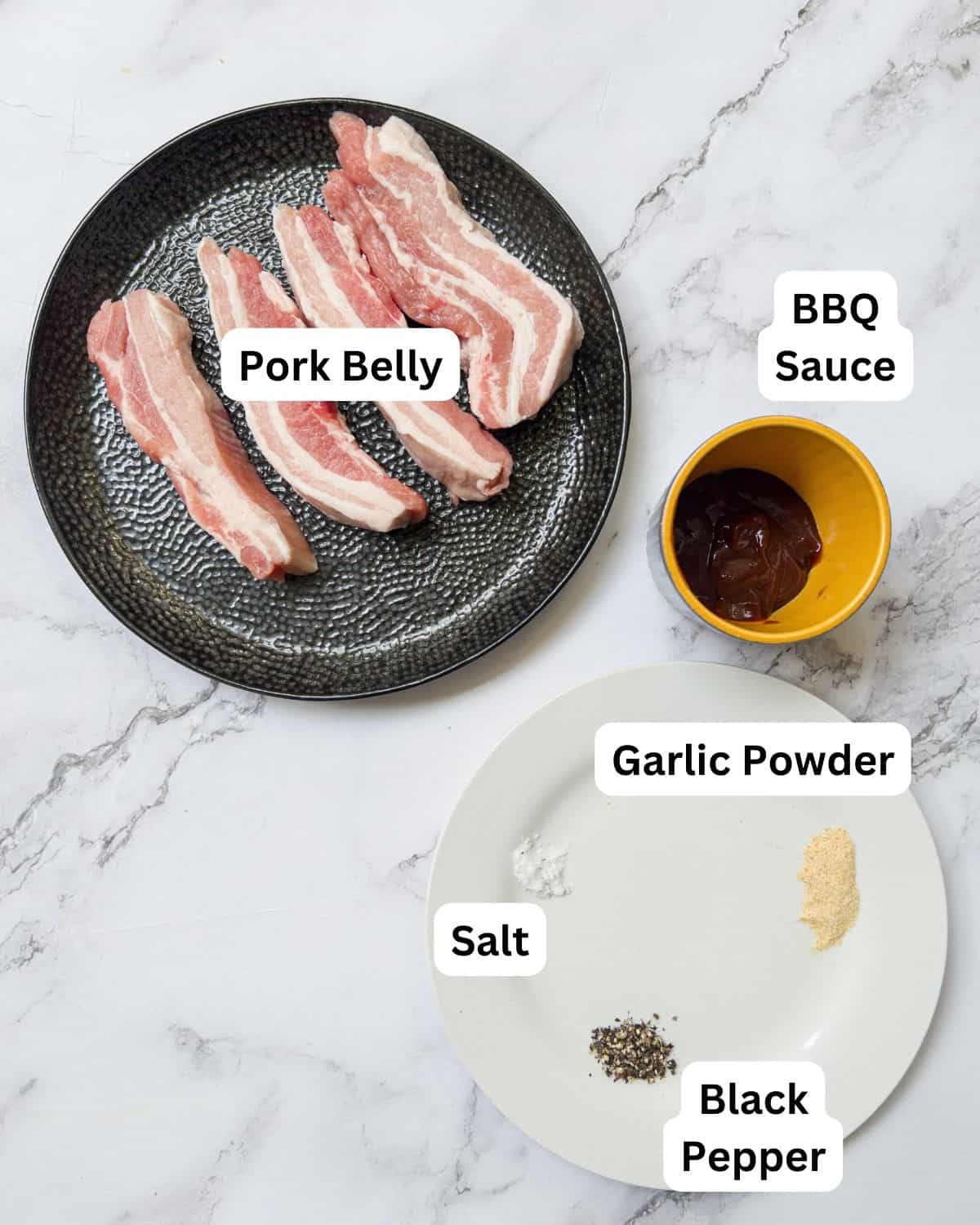 Ingredients laid out for air fryer pork belly.