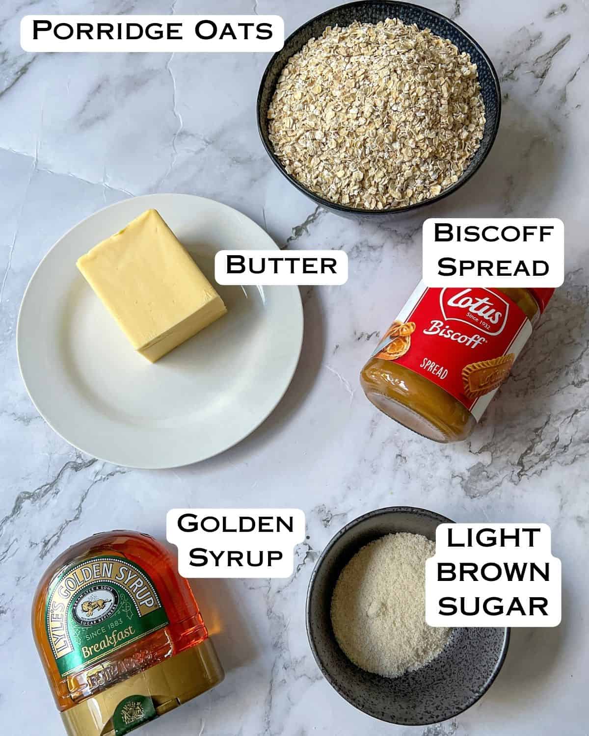 Ingredients laid put for biscoff flapjacks.