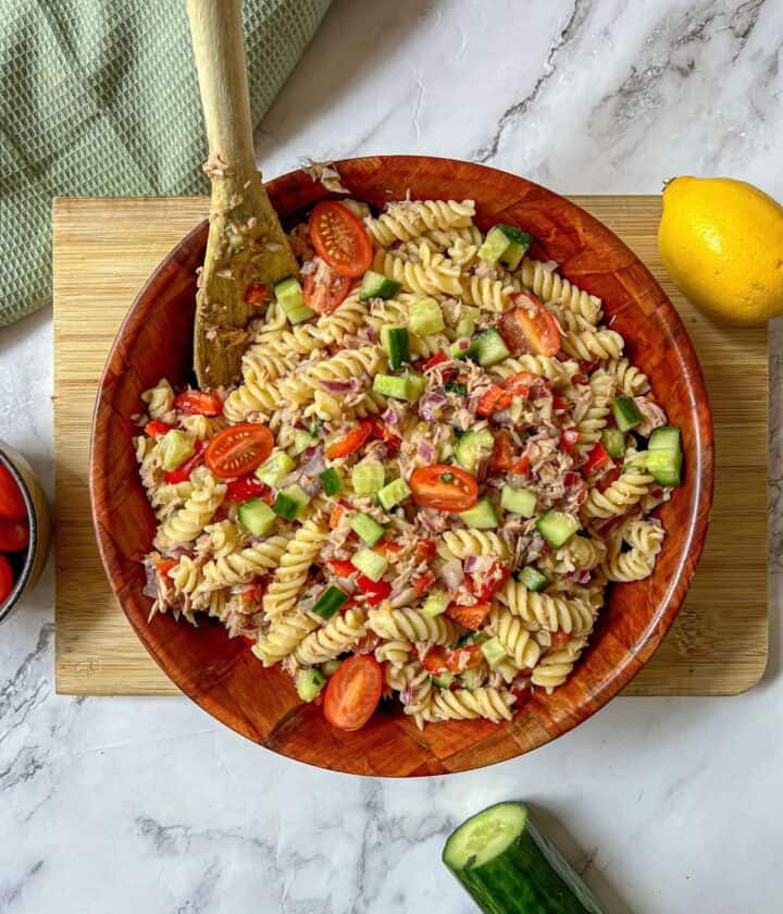 Healthy Tuna Pasta Salad (No Mayo) - The Scatty Mum