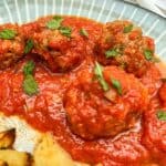 Meatballs in tomato sauce.