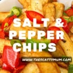 Pinterest pin for salt and pepper chips with text overlay.