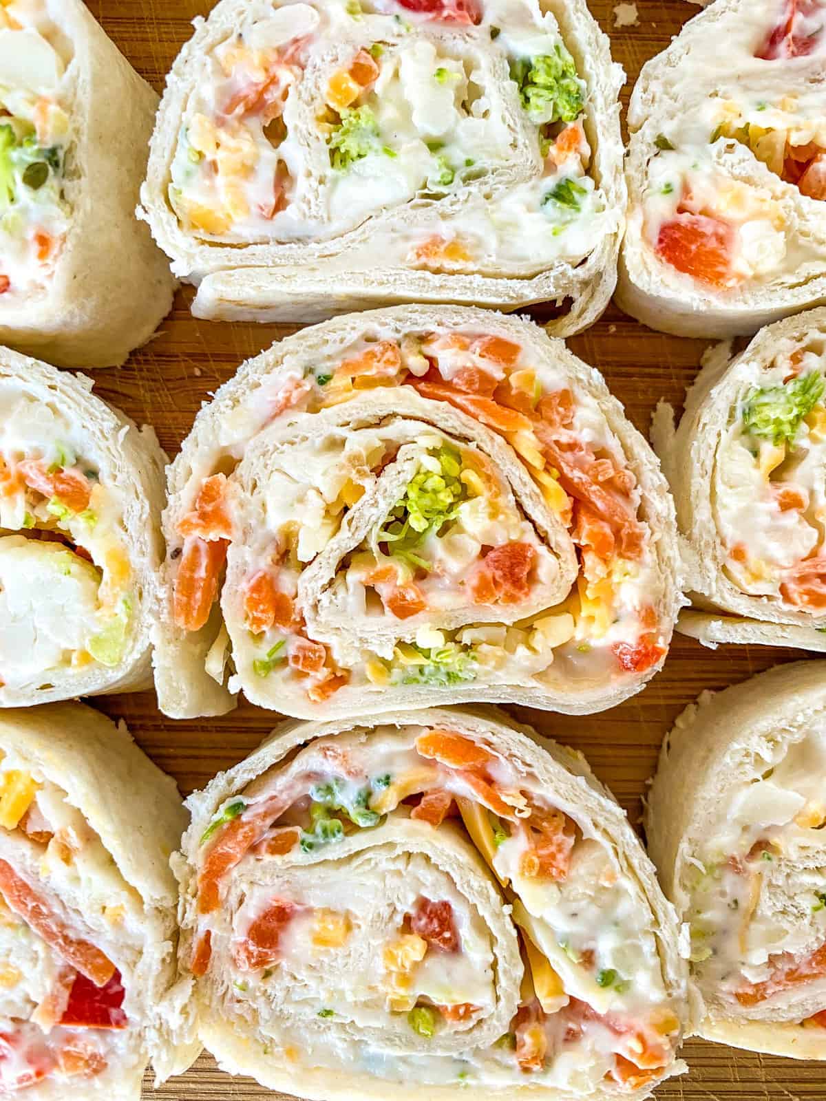 Veggie pizza pinwheels.